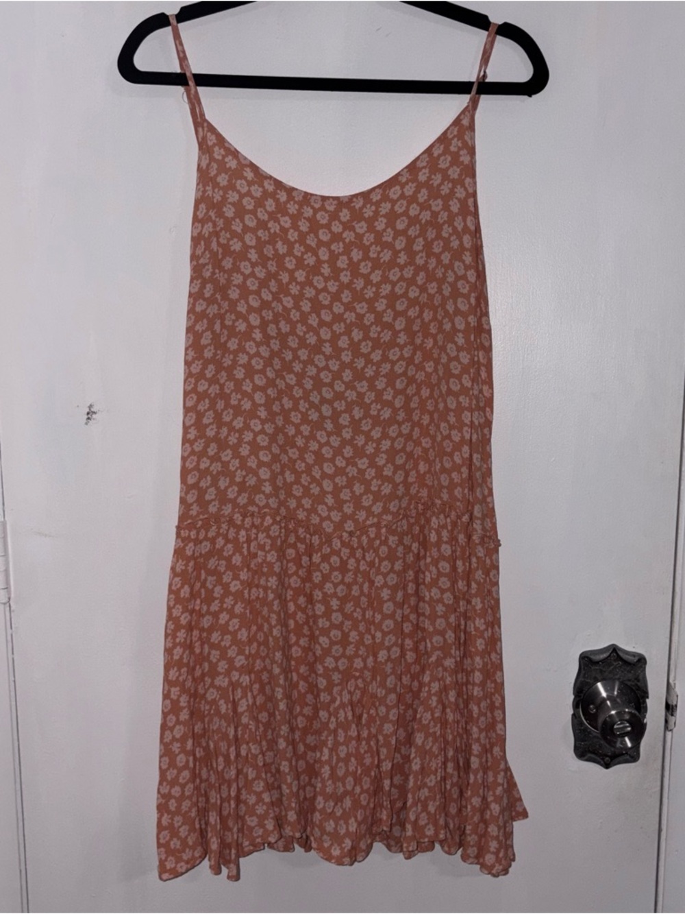 wild fable Peach Floral Slip Dress with Ruffle Hem